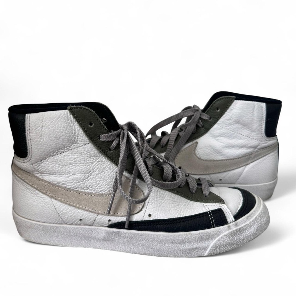 Nike High-Too blazers with White, Olive Green, & Grey Details